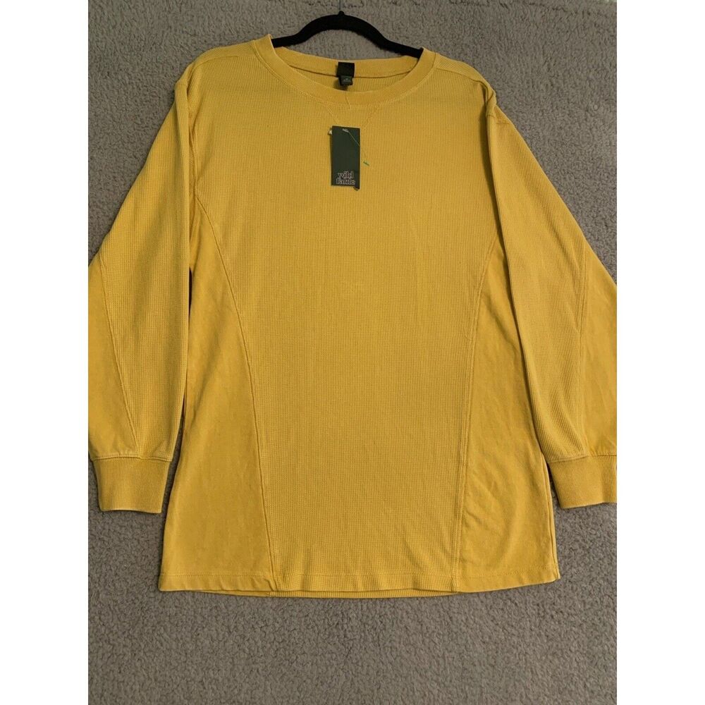 Wild Fable Women's Size XS Long Sleeve Thermal T-Shirt - Mustard Yellow